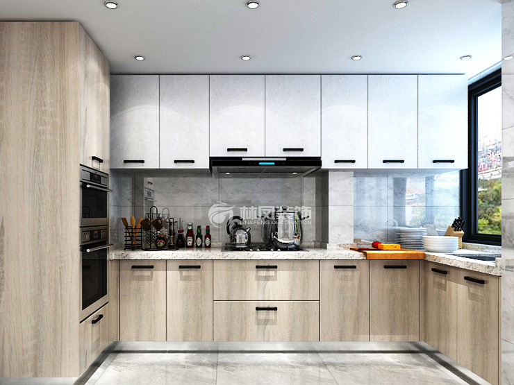 萬(wàn)科翡翠公園120㎡戶型廚房裝修案例