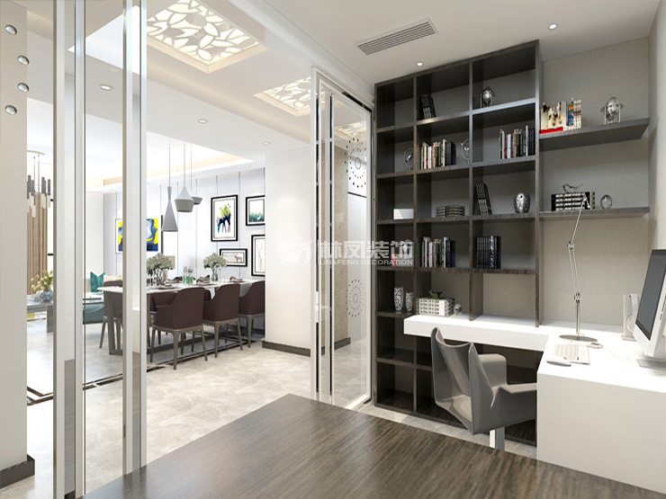 書房玻璃隔墻設計裝修效果圖