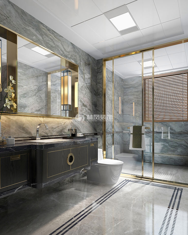 萬科圣豐翡翠之光160㎡衛(wèi)生間干濕分離設(shè)計裝修效果圖