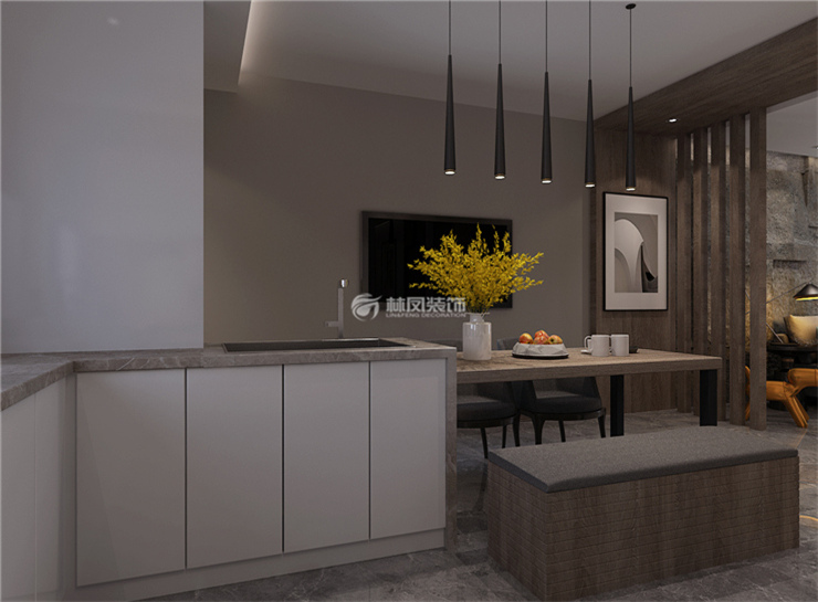 開放式廚房餐廚一體式設計裝修效果圖