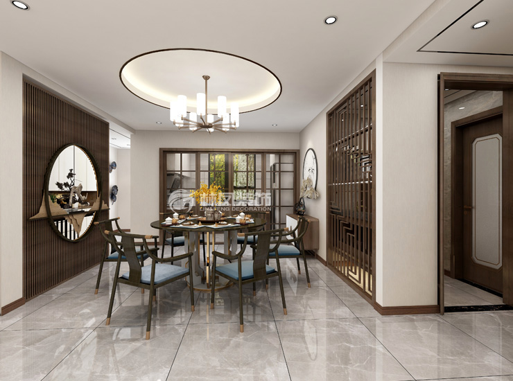 新中式風(fēng)格餐廳燈光搭配裝修效果圖