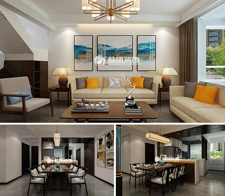 恒大中央廣場215平港式風(fēng)格裝修效果圖