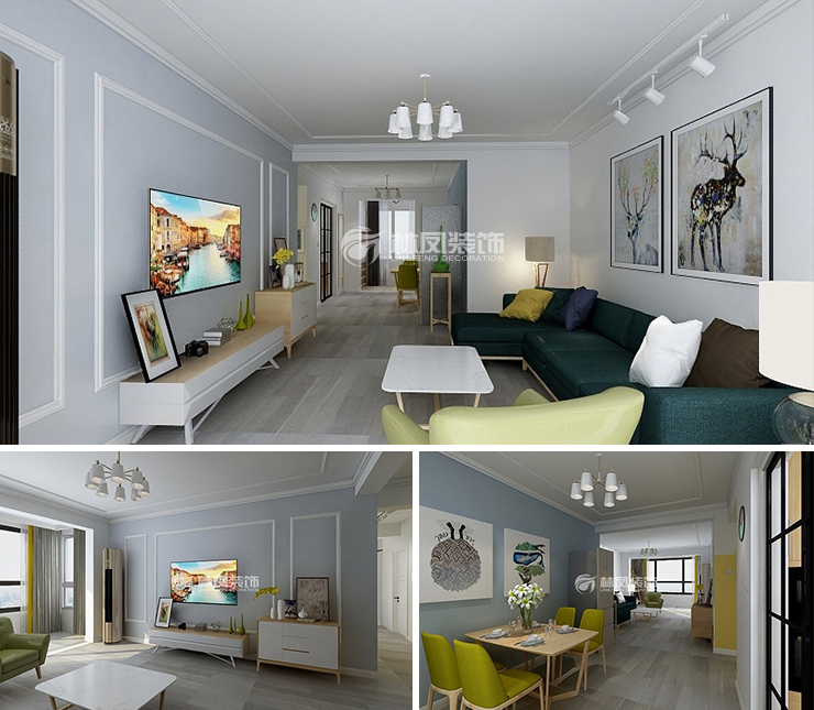 步陽江南壹號129平北歐風(fēng)格裝修效果圖