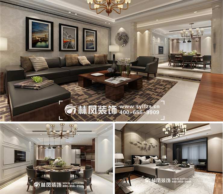 熙旺廣場286平港式風(fēng)格裝修效果圖