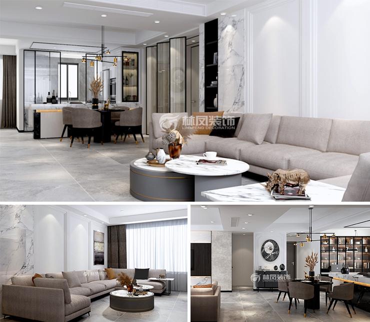 金地悅峰138平輕奢風(fēng)格裝修效果圖