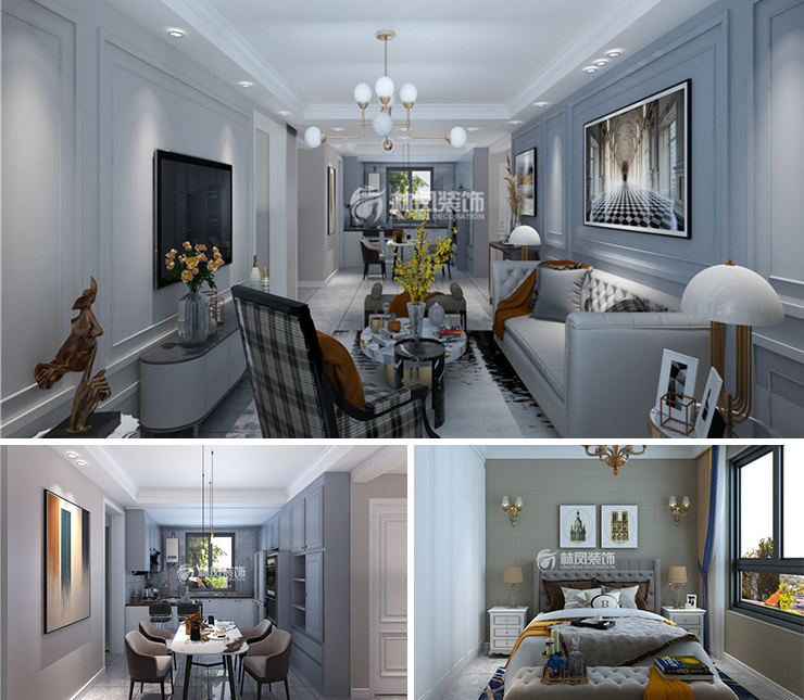 融創(chuàng)臻園140平美式風(fēng)格裝修效果圖