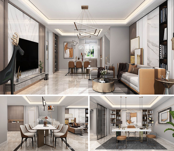 龍湖天宸原著300平輕奢風(fēng)格裝修效果圖