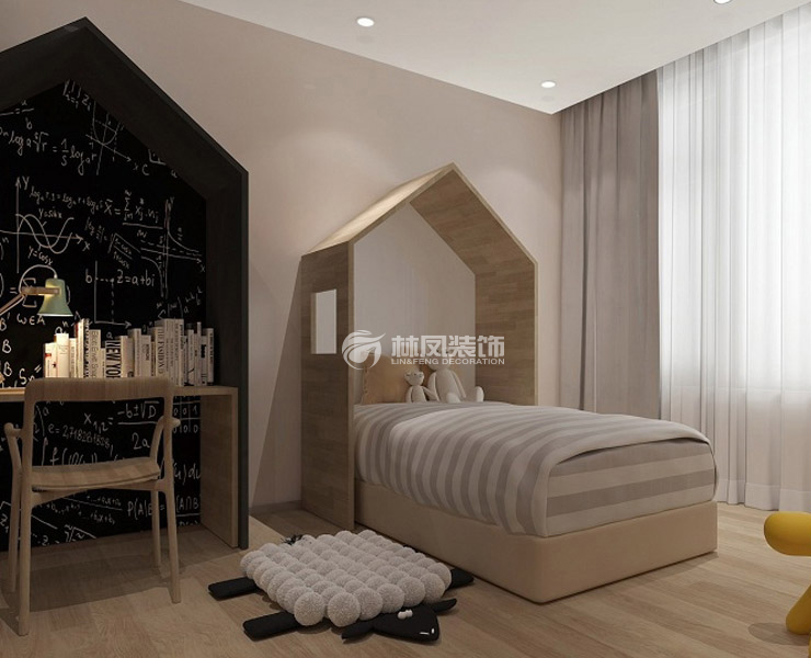 北歐風(fēng)格臥室黑板墻設(shè)計裝修效果圖