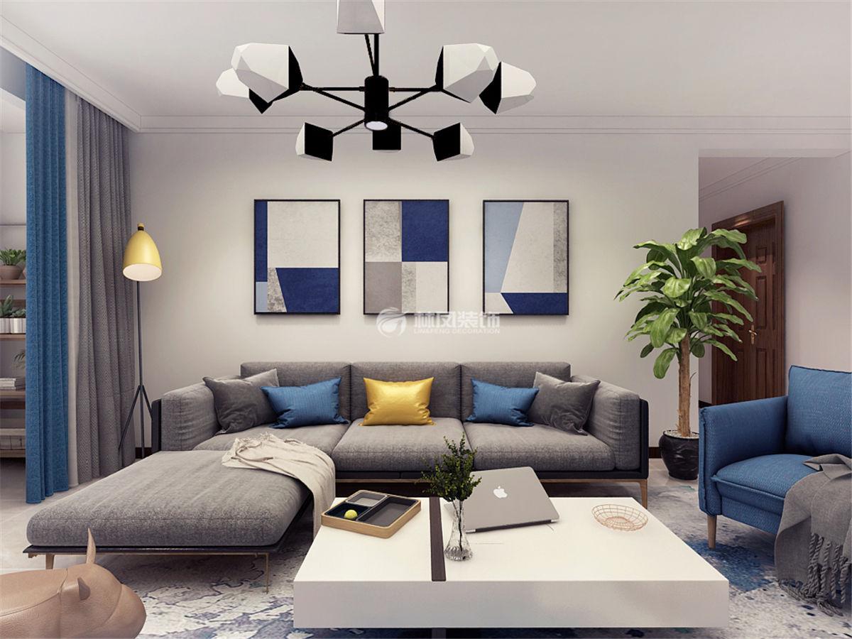 現(xiàn)代風格客廳鋪貼地板設計裝修效果圖