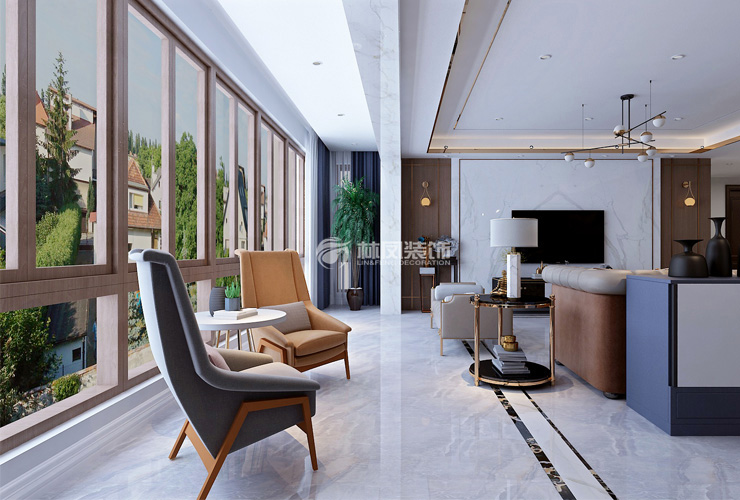 輕奢風(fēng)格陽臺擴(kuò)入客廳后裝修效果圖