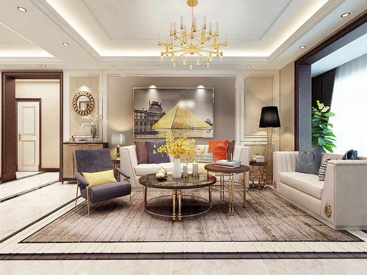 輕奢風格客廳看裝修效果圖