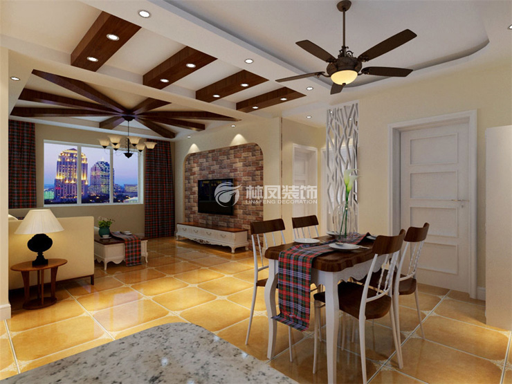 地中海風格弱化橫梁設(shè)計裝修效果圖