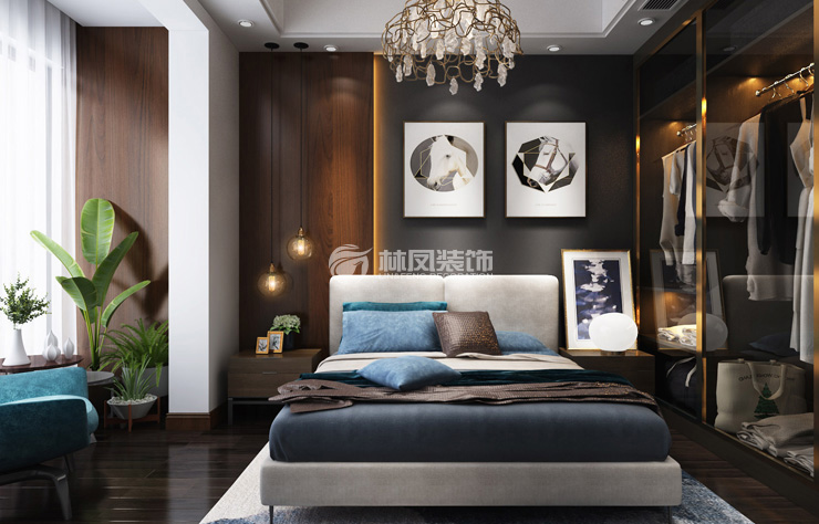 港式風格臥室護墻板裝修效果圖