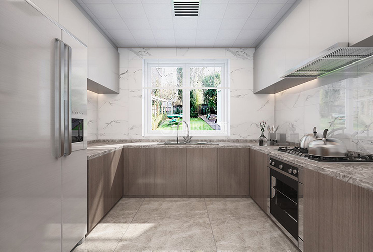 現(xiàn)代風格廚房瓷磚鋪貼裝修效果圖